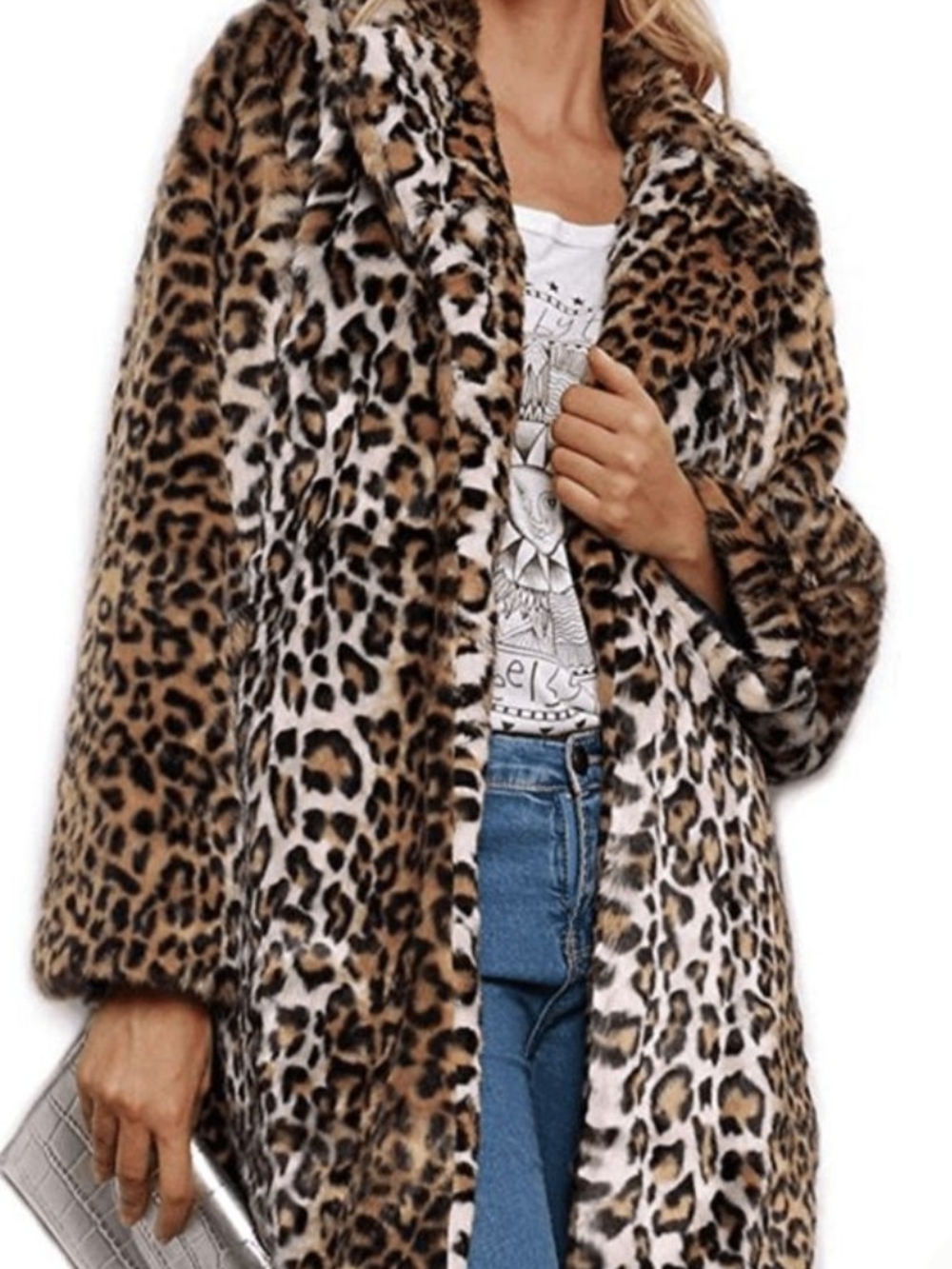 Leopard Print Faux Fur Puffer Coat - Women Jackets & Coats